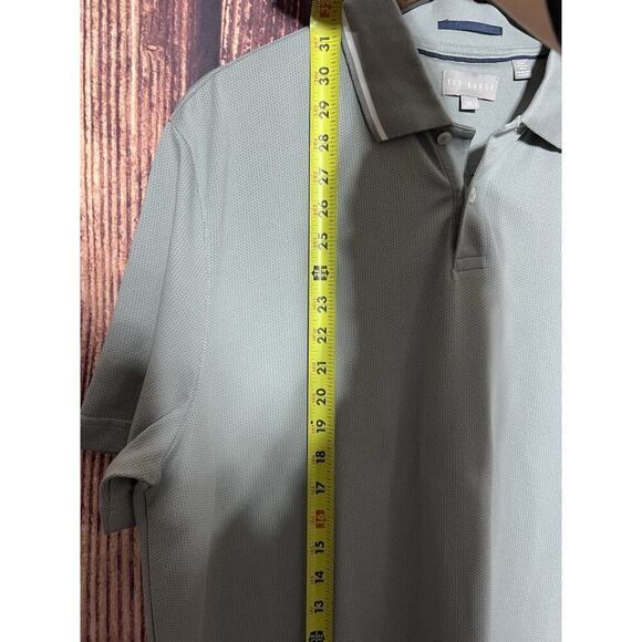 Ted Baker Shirt Men XL Button Polo GRAY Preppy Cotton - Picture 7 of 8